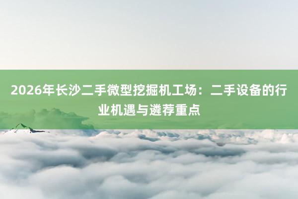 2026年长沙二手微型挖掘机工场：二手设备的行业机遇与遴荐重点