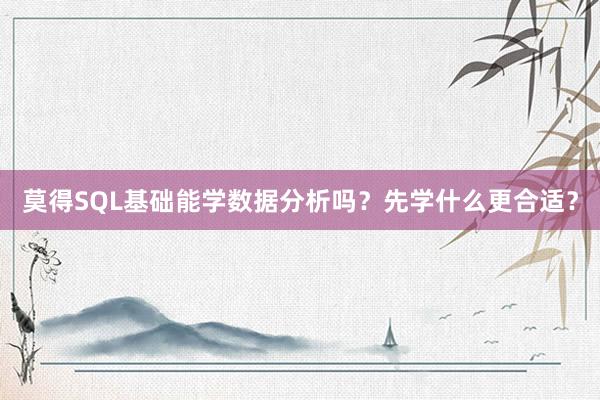 莫得SQL基础能学数据分析吗？先学什么更合适？