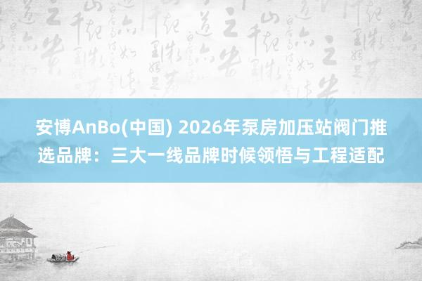 安博AnBo(中国) 2026年泵房加压站阀门推选品牌：三大一线品牌时候领悟与工程适配