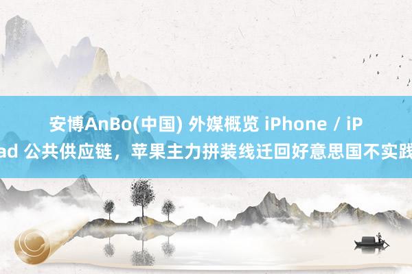 安博AnBo(中国) 外媒概览 iPhone / iPad 公共供应链，苹果主力拼装线迁回好意思国不实践