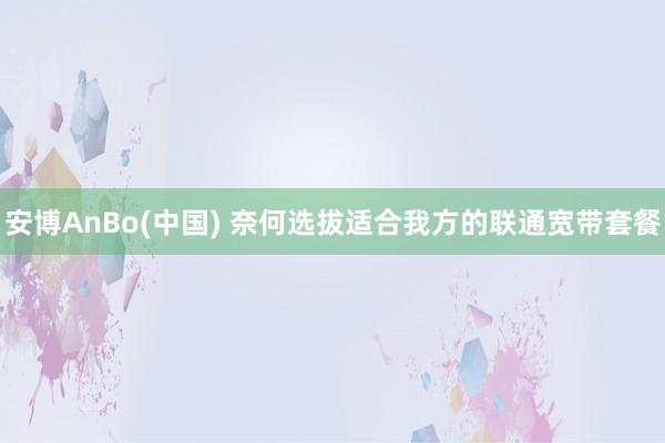 安博AnBo(中国) 奈何选拔适合我方的联通宽带套餐
