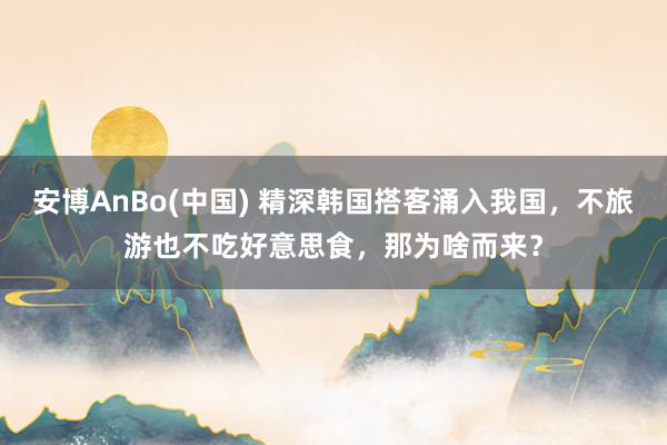 安博AnBo(中国) 精深韩国搭客涌入我国，不旅游也不吃好意思食，那为啥而来？