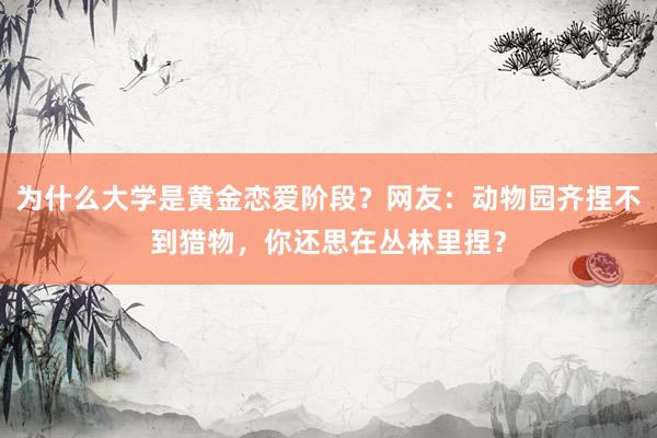 为什么大学是黄金恋爱阶段？网友：动物园齐捏不到猎物，你还思在丛林里捏？